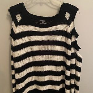 B&W Distressed Sleeves Sweater Charlotte Russe